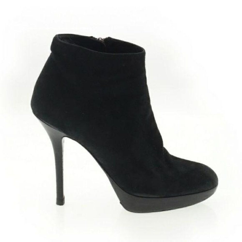 Christian‎ Dior Black Suede Platform Stiletto Ankle Boots Size 37 US 5.5 Italy